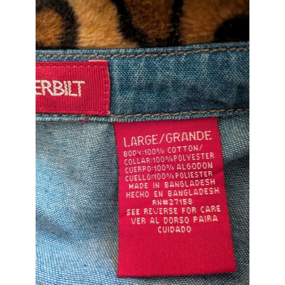 Gloria Vanderbilt Jacket Womens L Denim Medium Wash Cheetah Print Collar Zipper - Picture 6 of 13